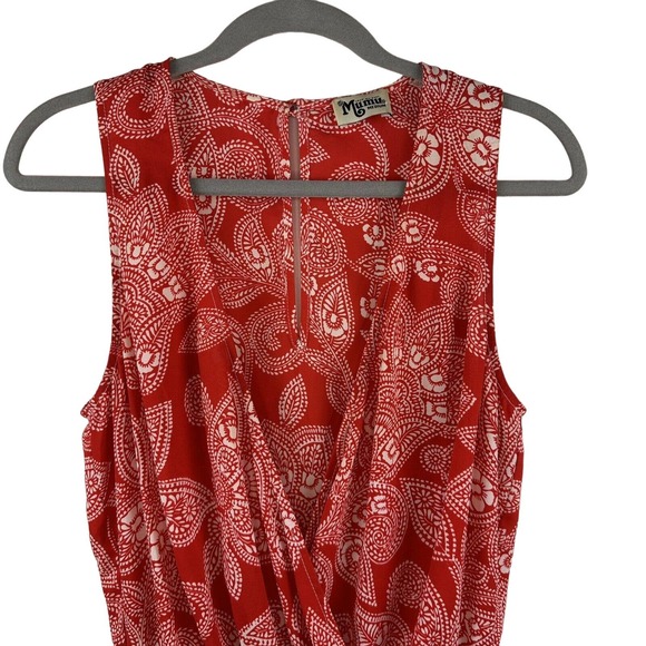 EUC Show Me Your Mumu Womens Sz M Red White Floral Sleeveless One Piece Romper - Picture 3 of 12